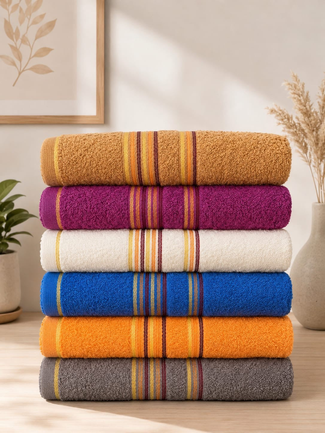 🏁 linen Export Quality Bath towels (27X53 Inches) (Random colours )