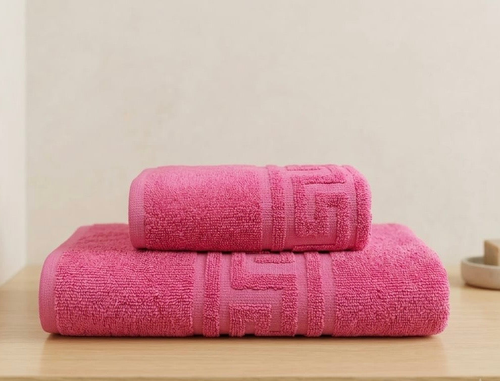 🇬🇷 Greek Border Export Quality Bath towels set (24X40, 28X58 Inches)