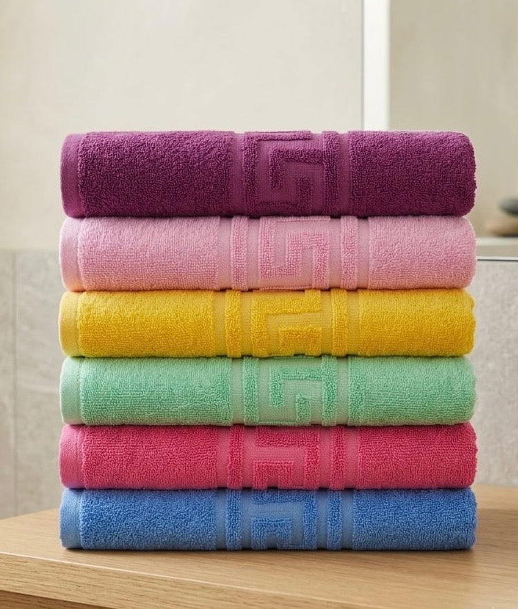 🇬🇷 Greek Border Export Quality Bath towels (28X58 Inches) (Random colours )