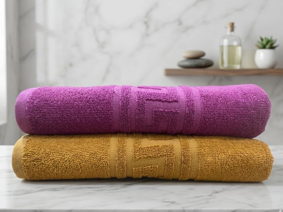 Pack of 2 Premium Export Quality Bath Towel 100% Cotton | High Absorbent (28x58 inches)