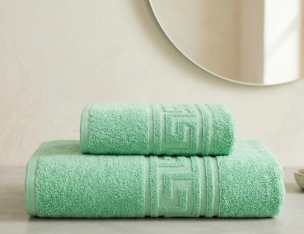 🇬🇷 Greek Border Export Quality Bath towels set (24X40, 28X58 Inches)